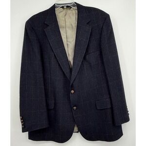 VTG Oakbrook 2 Button Dark Plaid Sports Coat Pure Wool Blazer Old Money‎ 46R